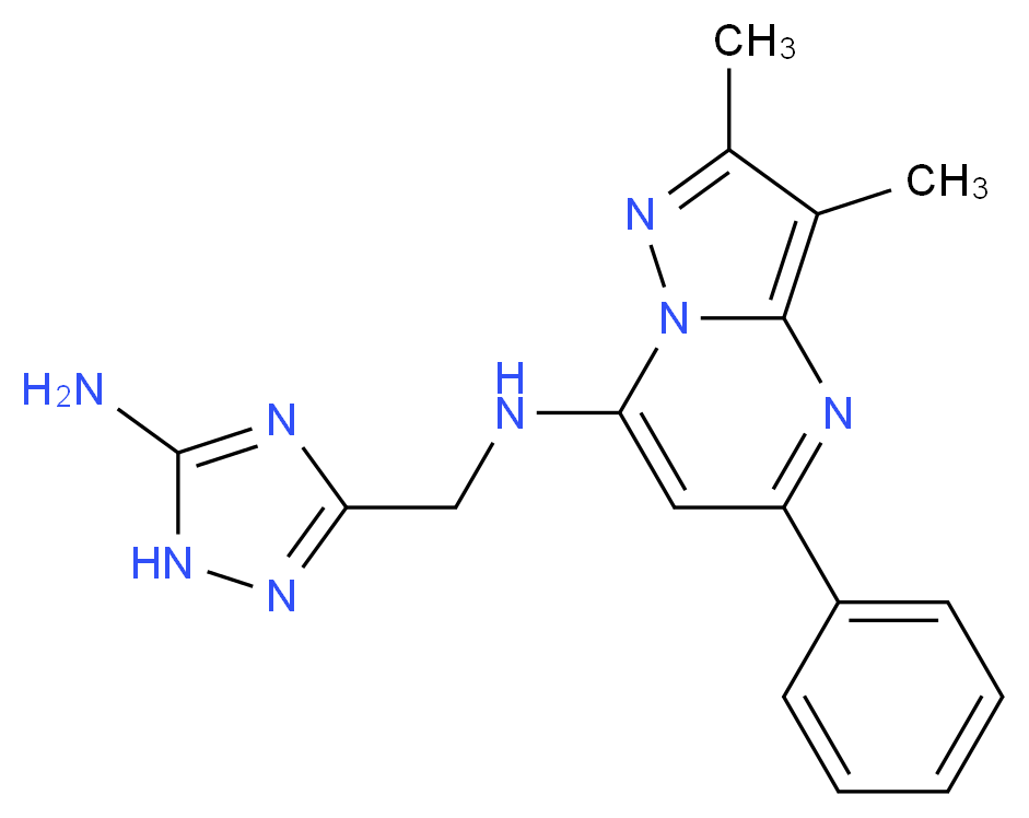 N-[(5-amino-1H-1,2,4-triazol-3-yl)methyl]-2,3-dimethyl-5-phenylpyrazolo[1,5-a]pyrimidin-7-amine_Molecular_structure_CAS_)