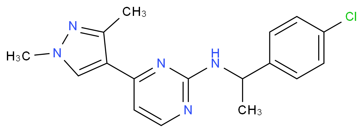 N-[1-(4-chlorophenyl)ethyl]-4-(1,3-dimethyl-1H-pyrazol-4-yl)pyrimidin-2-amine_Molecular_structure_CAS_)
