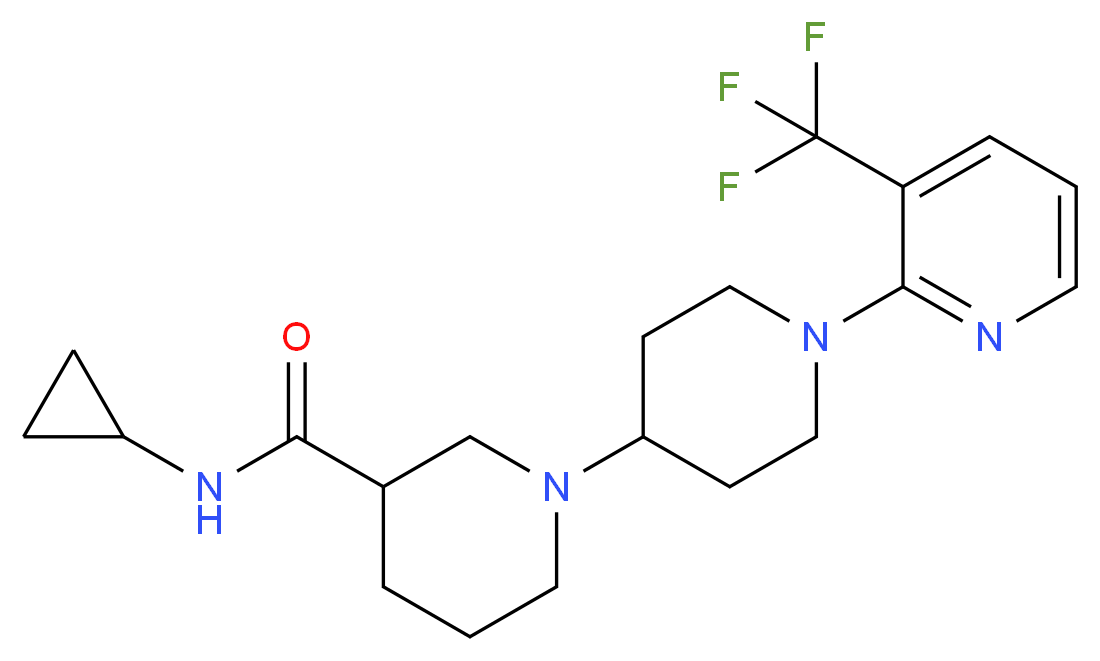 N-cyclopropyl-1'-[3-(trifluoromethyl)pyridin-2-yl]-1,4'-bipiperidine-3-carboxamide_Molecular_structure_CAS_)