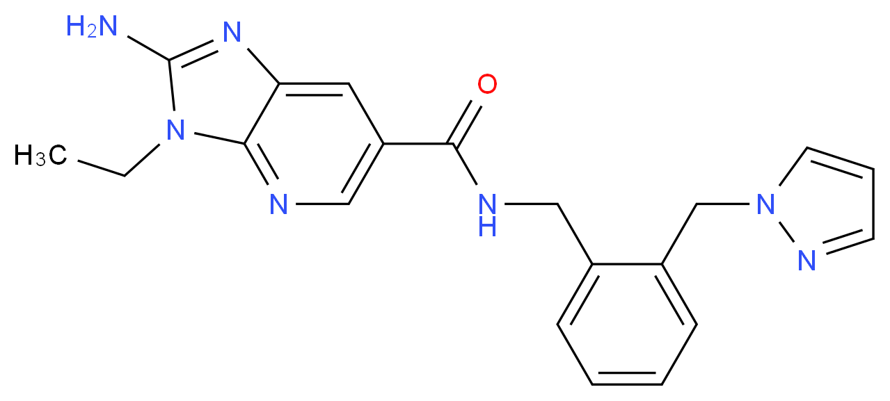 2-amino-3-ethyl-N-[2-(1H-pyrazol-1-ylmethyl)benzyl]-3H-imidazo[4,5-b]pyridine-6-carboxamide_Molecular_structure_CAS_)