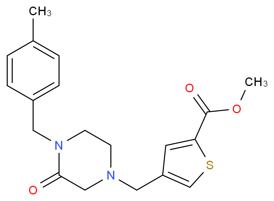 methyl 4-{[4-(4-methylbenzyl)-3-oxo-1-piperazinyl]methyl}-2-thiophenecarboxylate_Molecular_structure_CAS_)