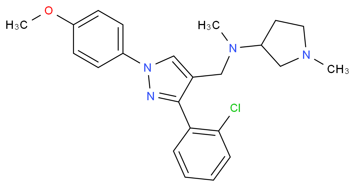 N-{[3-(2-chlorophenyl)-1-(4-methoxyphenyl)-1H-pyrazol-4-yl]methyl}-N,1-dimethyl-3-pyrrolidinamine_Molecular_structure_CAS_)
