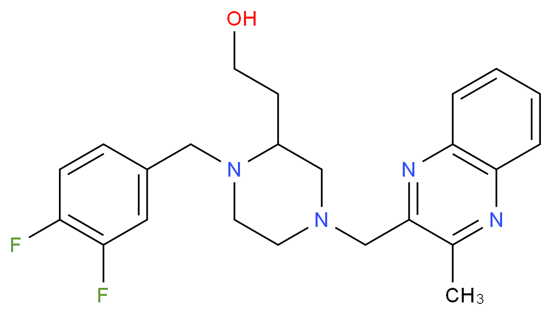 2-{1-(3,4-difluorobenzyl)-4-[(3-methyl-2-quinoxalinyl)methyl]-2-piperazinyl}ethanol_Molecular_structure_CAS_)