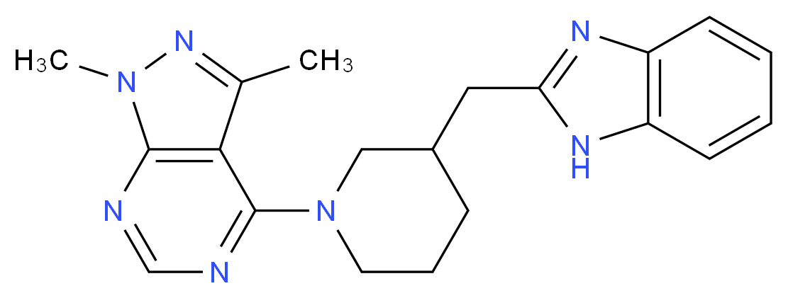 4-[3-(1H-benzimidazol-2-ylmethyl)piperidin-1-yl]-1,3-dimethyl-1H-pyrazolo[3,4-d]pyrimidine_Molecular_structure_CAS_)