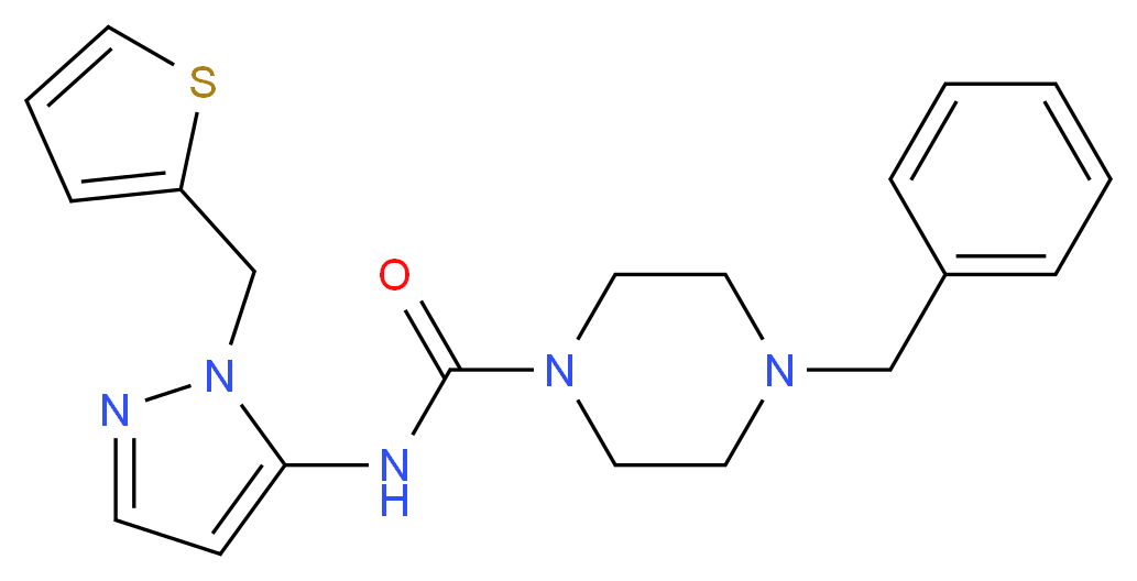4-benzyl-N-[1-(2-thienylmethyl)-1H-pyrazol-5-yl]piperazine-1-carboxamide_Molecular_structure_CAS_)