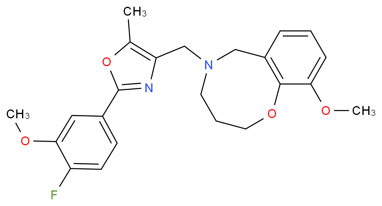5-{[2-(4-fluoro-3-methoxyphenyl)-5-methyl-1,3-oxazol-4-yl]methyl}-10-methoxy-3,4,5,6-tetrahydro-2H-1,5-benzoxazocine_Molecular_structure_CAS_)