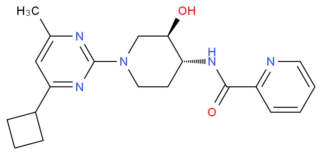 N-[(3R*,4R*)-1-(4-cyclobutyl-6-methylpyrimidin-2-yl)-3-hydroxypiperidin-4-yl]pyridine-2-carboxamide_Molecular_structure_CAS_)