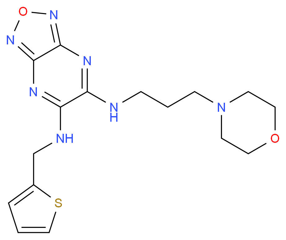 N-[3-(4-morpholinyl)propyl]-N'-(2-thienylmethyl)[1,2,5]oxadiazolo[3,4-b]pyrazine-5,6-diamine_Molecular_structure_CAS_)