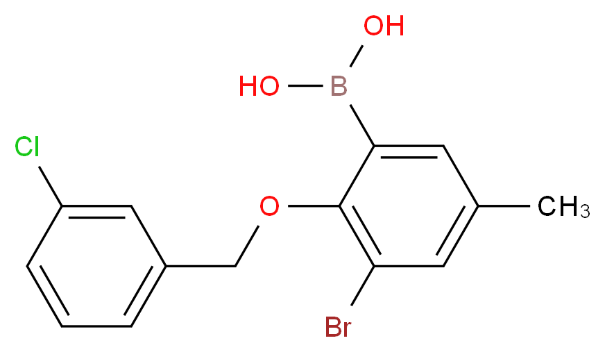 3-BROMO-2-(3'-CHLOROBENZYLOXY)-5-METHYLPHENYLBORONIC ACID_Molecular_structure_CAS_870778-83-9)