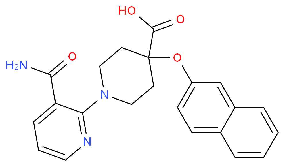 1-[3-(aminocarbonyl)pyridin-2-yl]-4-(2-naphthyloxy)piperidine-4-carboxylic acid_Molecular_structure_CAS_)