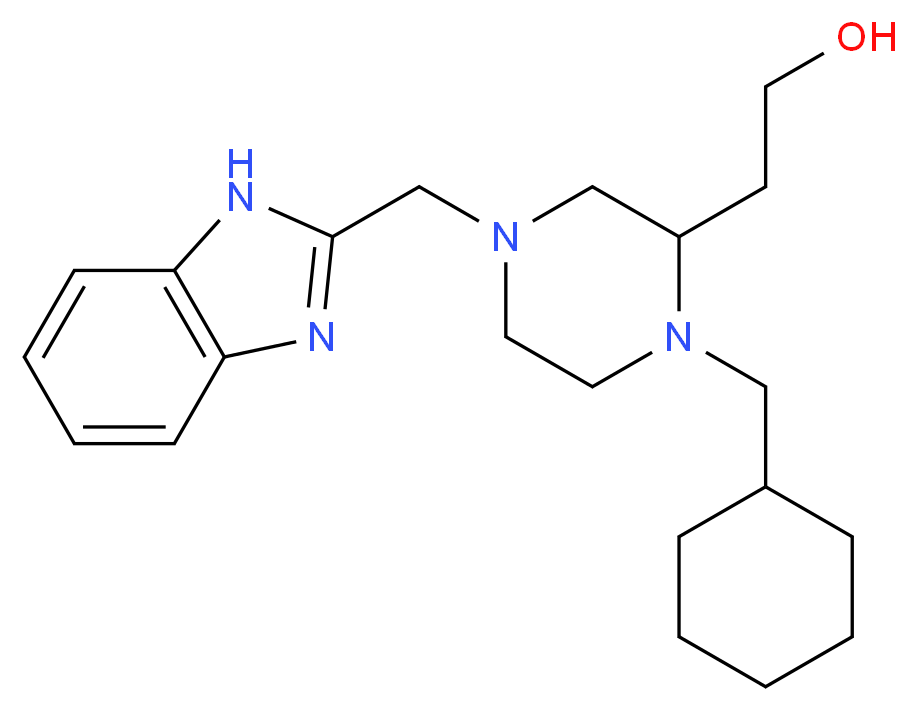2-[4-(1H-benzimidazol-2-ylmethyl)-1-(cyclohexylmethyl)-2-piperazinyl]ethanol_Molecular_structure_CAS_)