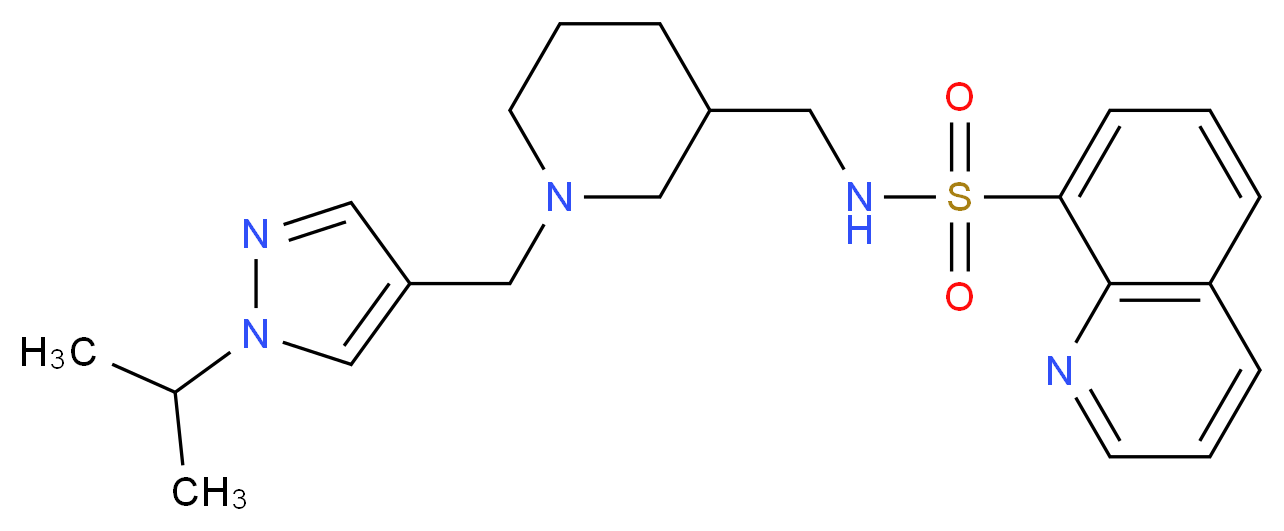 N-({1-[(1-isopropyl-1H-pyrazol-4-yl)methyl]-3-piperidinyl}methyl)-8-quinolinesulfonamide_Molecular_structure_CAS_)