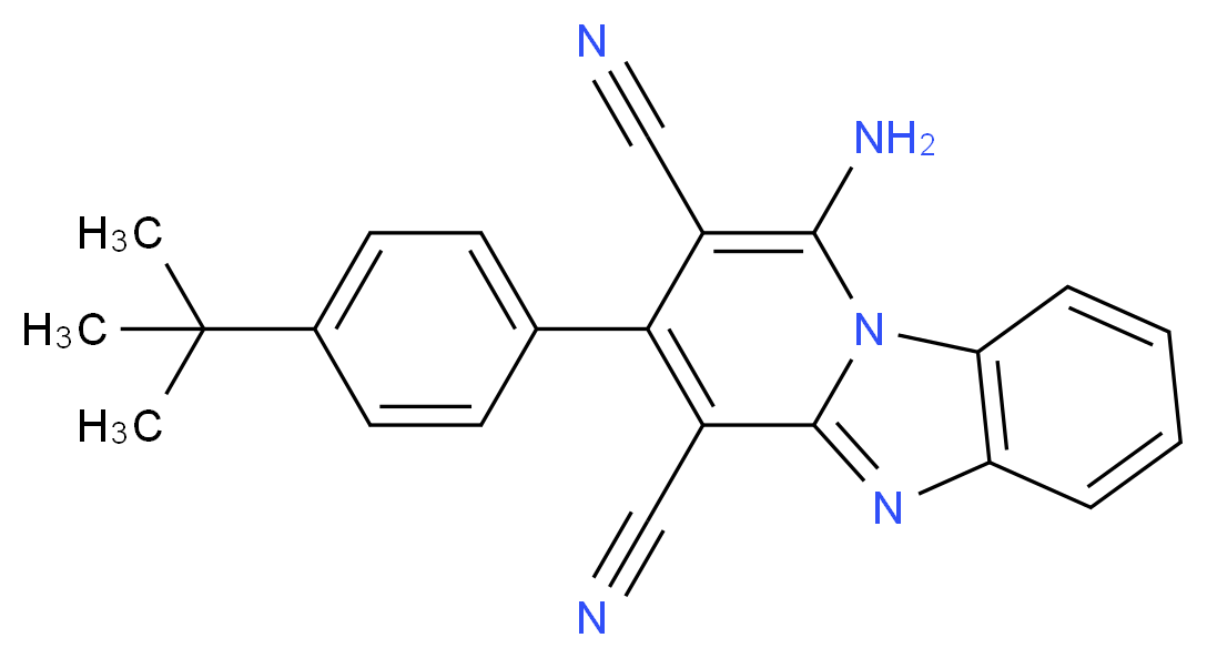 1-Amino-3-(4-tert-butyl-phenyl)-benzo[4,5]imidazo[1,2-a]pyridine-2,4-dicarbonitrile_Molecular_structure_CAS_)