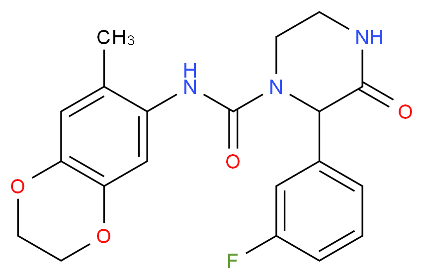 2-(3-fluorophenyl)-N-(7-methyl-2,3-dihydro-1,4-benzodioxin-6-yl)-3-oxopiperazine-1-carboxamide_Molecular_structure_CAS_)