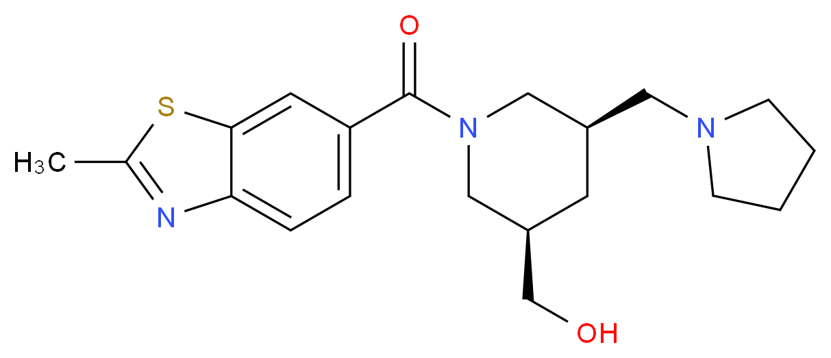 [(3R*,5R*)-1-[(2-methyl-1,3-benzothiazol-6-yl)carbonyl]-5-(pyrrolidin-1-ylmethyl)piperidin-3-yl]methanol_Molecular_structure_CAS_)