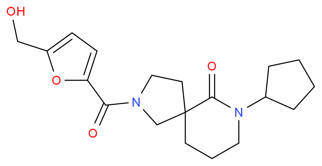 7-cyclopentyl-2-[5-(hydroxymethyl)-2-furoyl]-2,7-diazaspiro[4.5]decan-6-one_Molecular_structure_CAS_)