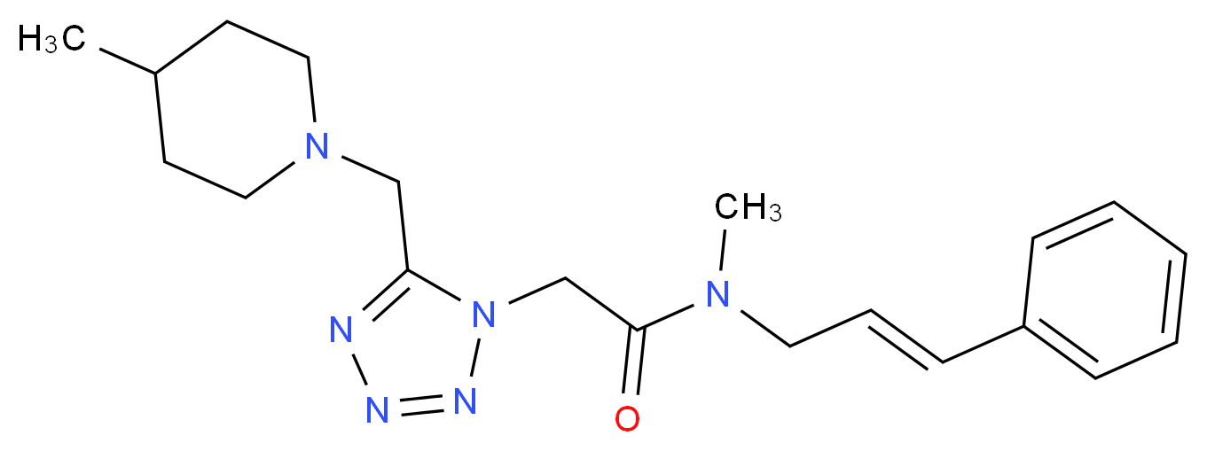 N-methyl-2-{5-[(4-methylpiperidin-1-yl)methyl]-1H-tetrazol-1-yl}-N-[(2E)-3-phenylprop-2-en-1-yl]acetamide_Molecular_structure_CAS_)