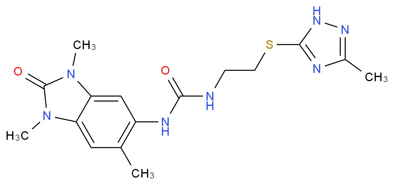 N-{2-[(3-methyl-1H-1,2,4-triazol-5-yl)thio]ethyl}-N'-(1,3,6-trimethyl-2-oxo-2,3-dihydro-1H-benzimidazol-5-yl)urea_Molecular_structure_CAS_)