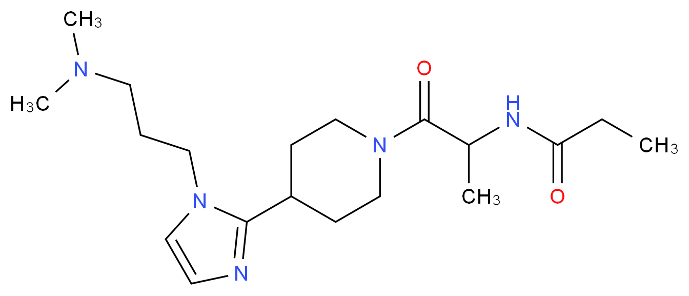 N-[2-(4-{1-[3-(dimethylamino)propyl]-1H-imidazol-2-yl}piperidin-1-yl)-1-methyl-2-oxoethyl]propanamide (non-preferred name)_Molecular_structure_CAS_)