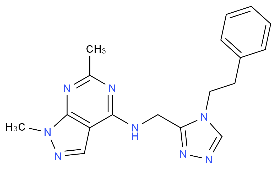 1,6-dimethyl-N-{[4-(2-phenylethyl)-4H-1,2,4-triazol-3-yl]methyl}-1H-pyrazolo[3,4-d]pyrimidin-4-amine_Molecular_structure_CAS_)