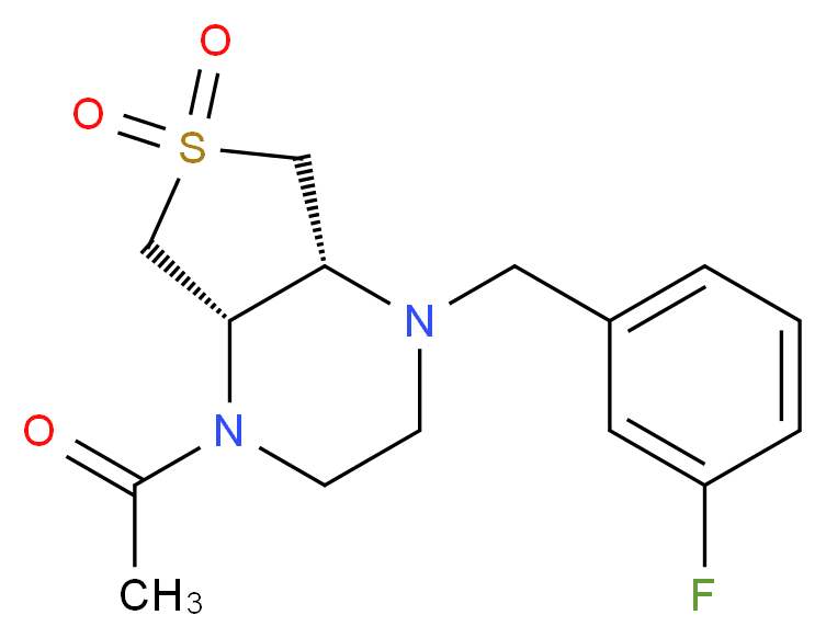 (4aR*,7aS*)-1-acetyl-4-(3-fluorobenzyl)octahydrothieno[3,4-b]pyrazine 6,6-dioxide_Molecular_structure_CAS_)