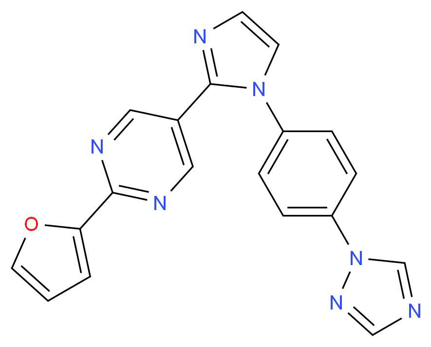 2-(2-furyl)-5-{1-[4-(1H-1,2,4-triazol-1-yl)phenyl]-1H-imidazol-2-yl}pyrimidine_Molecular_structure_CAS_)