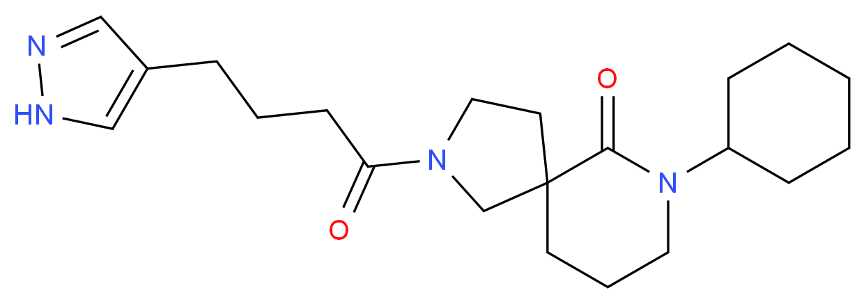7-cyclohexyl-2-[4-(1H-pyrazol-4-yl)butanoyl]-2,7-diazaspiro[4.5]decan-6-one_Molecular_structure_CAS_)