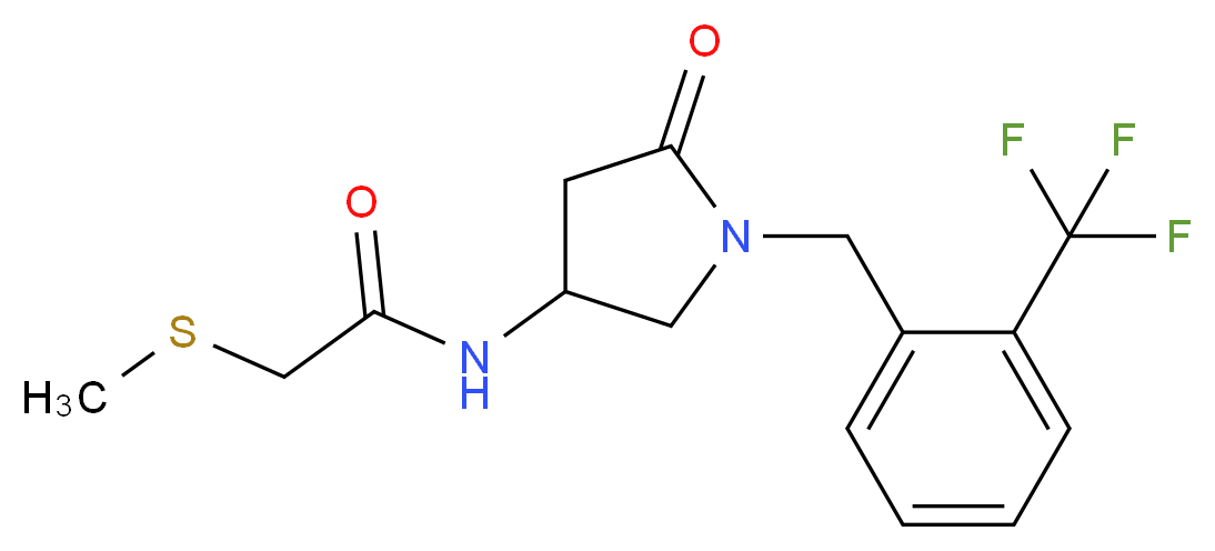 2-(methylthio)-N-{5-oxo-1-[2-(trifluoromethyl)benzyl]-3-pyrrolidinyl}acetamide_Molecular_structure_CAS_)