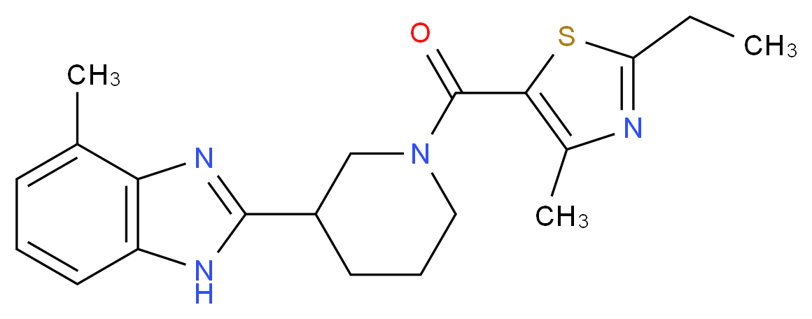 2-{1-[(2-ethyl-4-methyl-1,3-thiazol-5-yl)carbonyl]-3-piperidinyl}-4-methyl-1H-benzimidazole_Molecular_structure_CAS_)