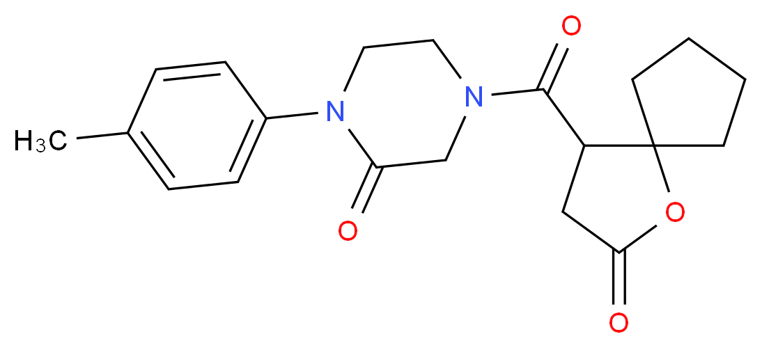 1-(4-methylphenyl)-4-[(2-oxo-1-oxaspiro[4.4]non-4-yl)carbonyl]-2-piperazinone_Molecular_structure_CAS_)