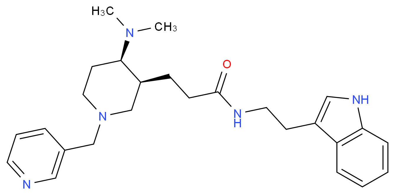 3-[(3S*,4R*)-4-(dimethylamino)-1-(3-pyridinylmethyl)-3-piperidinyl]-N-[2-(1H-indol-3-yl)ethyl]propanamide_Molecular_structure_CAS_)