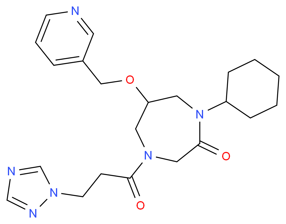 1-cyclohexyl-6-(3-pyridinylmethoxy)-4-[3-(1H-1,2,4-triazol-1-yl)propanoyl]-1,4-diazepan-2-one_Molecular_structure_CAS_)