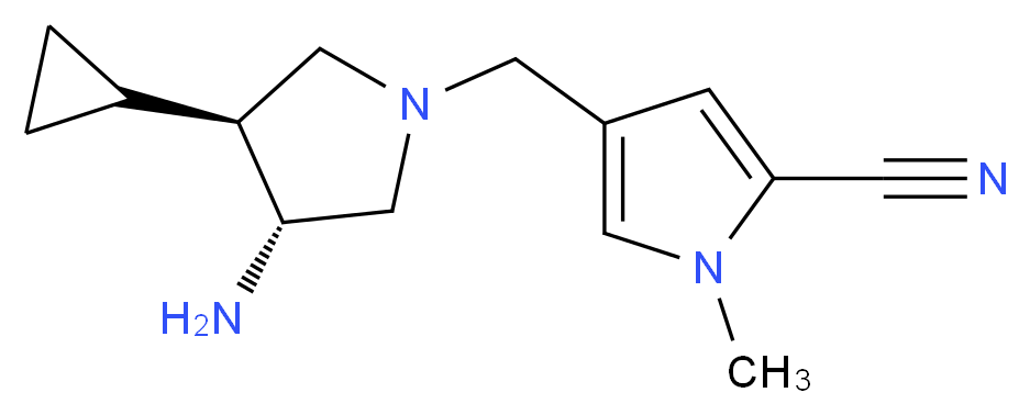 4-{[(3R*,4S*)-3-amino-4-cyclopropyl-1-pyrrolidinyl]methyl}-1-methyl-1H-pyrrole-2-carbonitrile_Molecular_structure_CAS_)