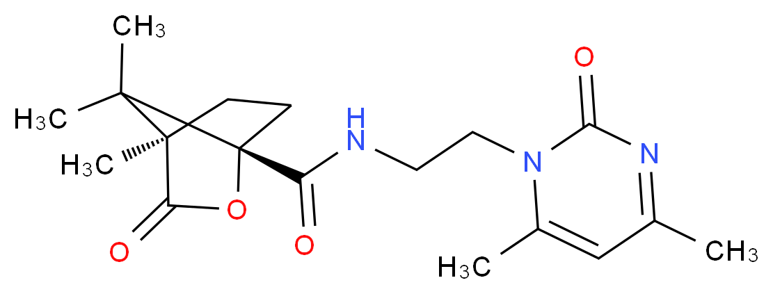 (1S*,4R*)-N-[2-(4,6-dimethyl-2-oxo-1(2H)-pyrimidinyl)ethyl]-4,7,7-trimethyl-3-oxo-2-oxabicyclo[2.2.1]heptane-1-carboxamide_Molecular_structure_CAS_)