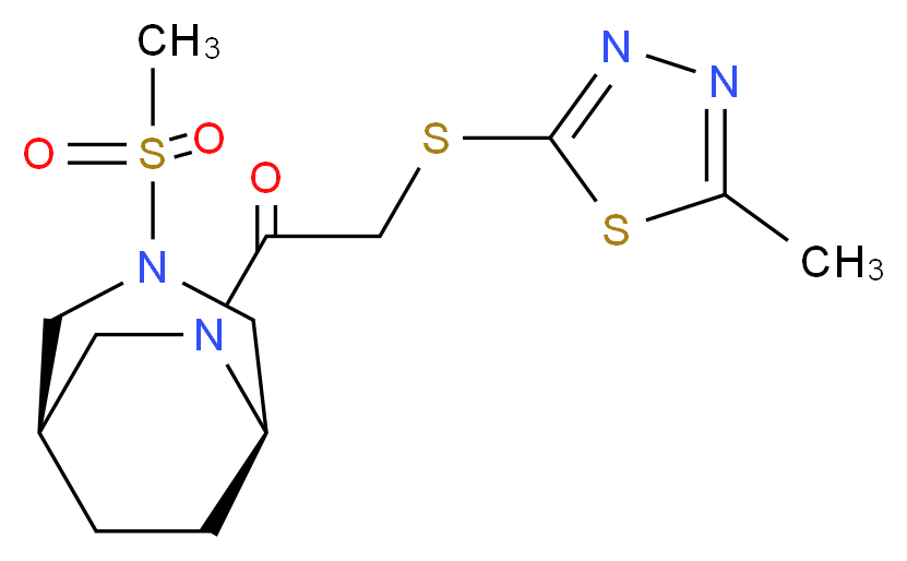(1R*,5R*)-3-(methylsulfonyl)-6-{[(5-methyl-1,3,4-thiadiazol-2-yl)thio]acetyl}-3,6-diazabicyclo[3.2.2]nonane_Molecular_structure_CAS_)