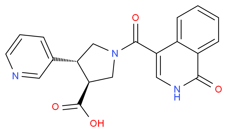 (3S*,4R*)-1-[(1-oxo-1,2-dihydroisoquinolin-4-yl)carbonyl]-4-pyridin-3-ylpyrrolidine-3-carboxylic acid_Molecular_structure_CAS_)