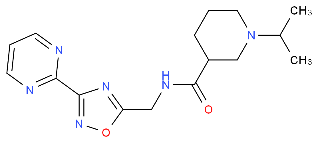 1-isopropyl-N-{[3-(2-pyrimidinyl)-1,2,4-oxadiazol-5-yl]methyl}-3-piperidinecarboxamide_Molecular_structure_CAS_)