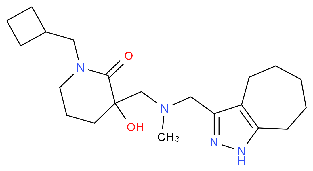 1-(cyclobutylmethyl)-3-{[(1,4,5,6,7,8-hexahydrocyclohepta[c]pyrazol-3-ylmethyl)(methyl)amino]methyl}-3-hydroxypiperidin-2-one_Molecular_structure_CAS_)