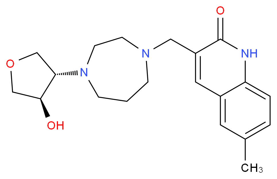 3-({4-[(3S*,4R*)-4-hydroxytetrahydrofuran-3-yl]-1,4-diazepan-1-yl}methyl)-6-methylquinolin-2(1H)-one_Molecular_structure_CAS_)