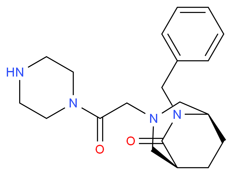 (1S*,5R*)-6-benzyl-3-[2-oxo-2-(1-piperazinyl)ethyl]-3,6-diazabicyclo[3.2.2]nonan-7-one_Molecular_structure_CAS_)