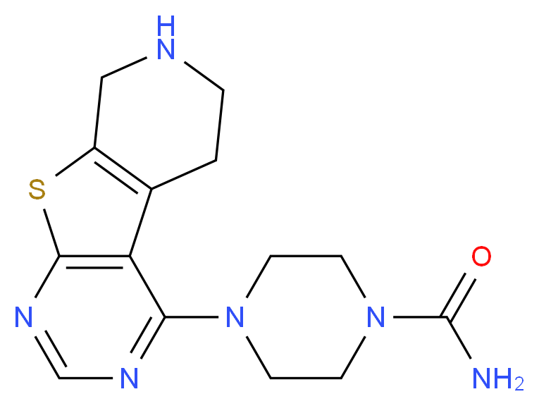 4-(5,6,7,8-tetrahydropyrido[4',3':4,5]thieno[2,3-d]pyrimidin-4-yl)piperazine-1-carboxamide_Molecular_structure_CAS_)