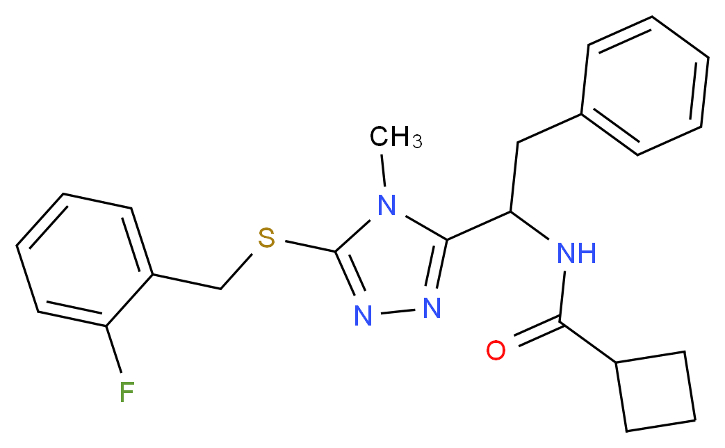 N-(1-{5-[(2-fluorobenzyl)thio]-4-methyl-4H-1,2,4-triazol-3-yl}-2-phenylethyl)cyclobutanecarboxamide_Molecular_structure_CAS_)