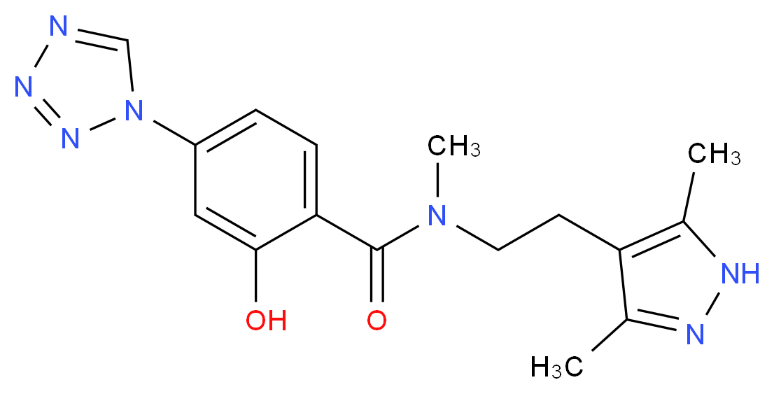 N-[2-(3,5-dimethyl-1H-pyrazol-4-yl)ethyl]-2-hydroxy-N-methyl-4-(1H-tetrazol-1-yl)benzamide_Molecular_structure_CAS_)