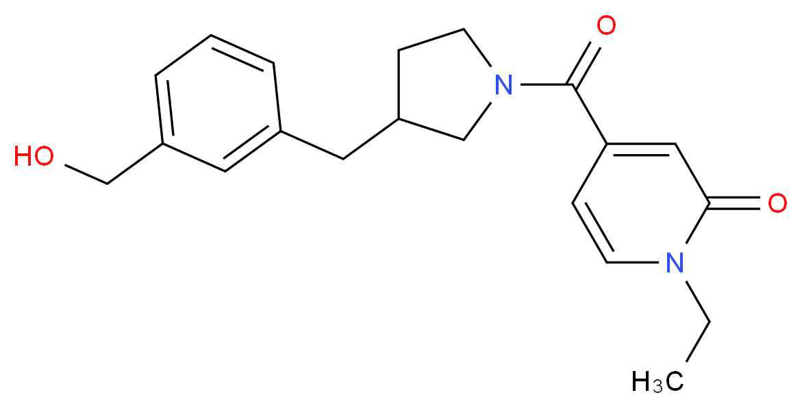 1-ethyl-4-({3-[3-(hydroxymethyl)benzyl]pyrrolidin-1-yl}carbonyl)pyridin-2(1H)-one_Molecular_structure_CAS_)