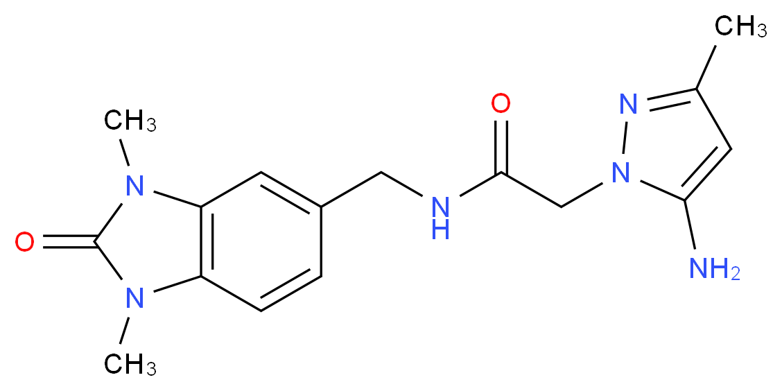2-(5-amino-3-methyl-1H-pyrazol-1-yl)-N-[(1,3-dimethyl-2-oxo-2,3-dihydro-1H-benzimidazol-5-yl)methyl]acetamide_Molecular_structure_CAS_)