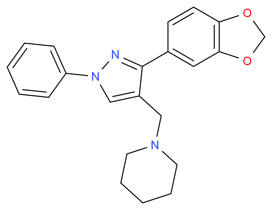 1-{[3-(1,3-benzodioxol-5-yl)-1-phenyl-1H-pyrazol-4-yl]methyl}piperidine_Molecular_structure_CAS_)