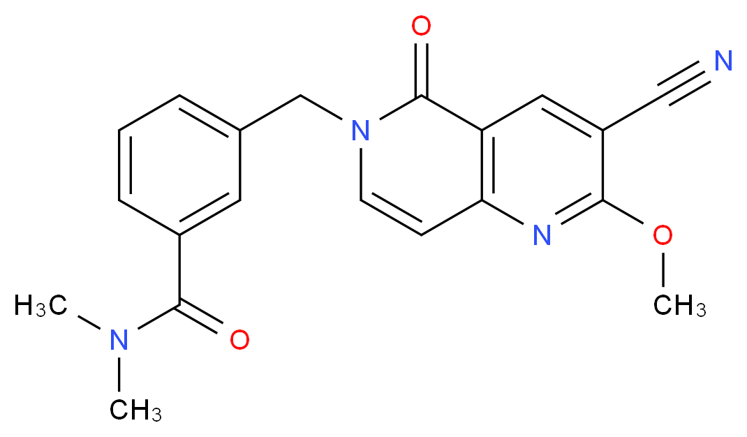 3-[(3-cyano-2-methoxy-5-oxo-1,6-naphthyridin-6(5H)-yl)methyl]-N,N-dimethylbenzamide_Molecular_structure_CAS_)