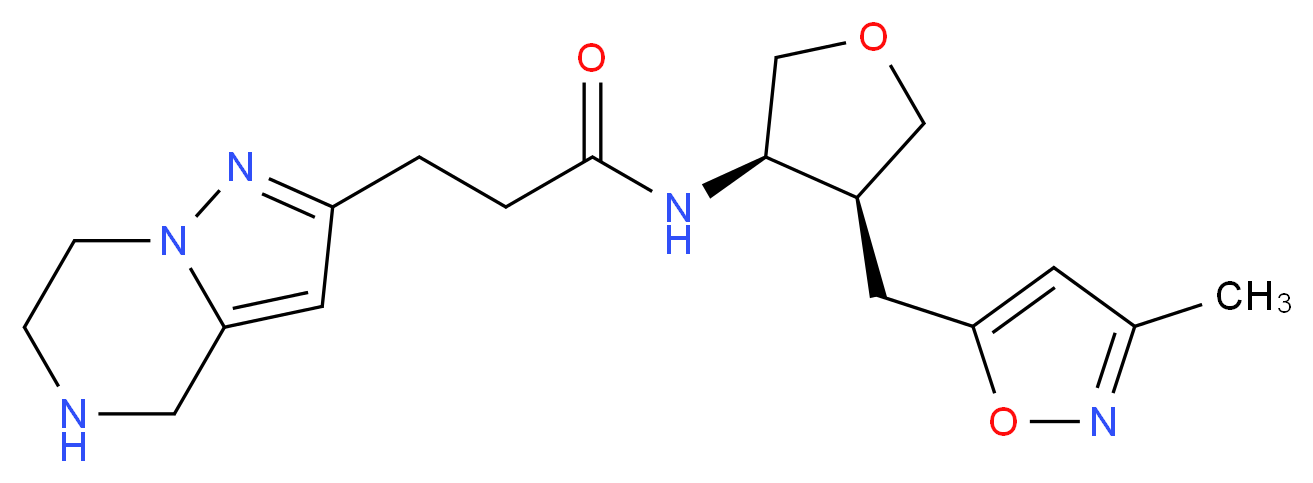 N-{(3R*,4S*)-4-[(3-methyl-5-isoxazolyl)methyl]tetrahydro-3-furanyl}-3-(4,5,6,7-tetrahydropyrazolo[1,5-a]pyrazin-2-yl)propanamide_Molecular_structure_CAS_)