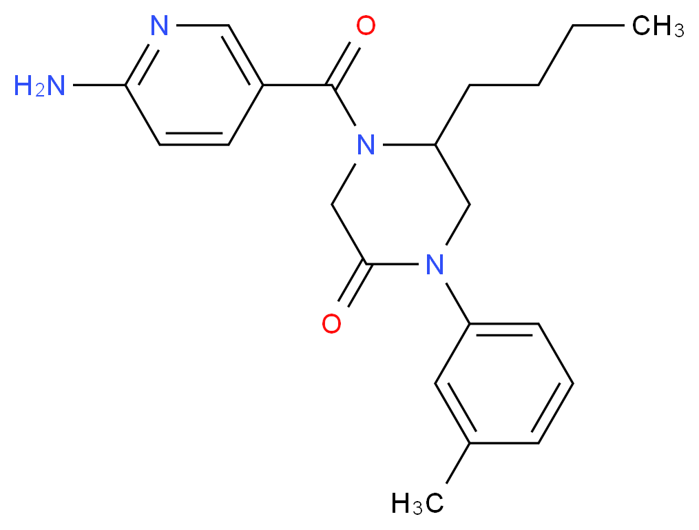 4-[(6-amino-3-pyridinyl)carbonyl]-5-butyl-1-(3-methylphenyl)-2-piperazinone_Molecular_structure_CAS_)