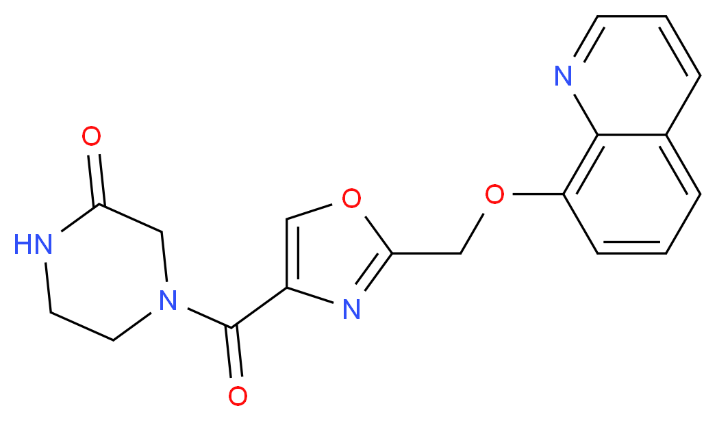 4-({2-[(quinolin-8-yloxy)methyl]-1,3-oxazol-4-yl}carbonyl)piperazin-2-one_Molecular_structure_CAS_)
